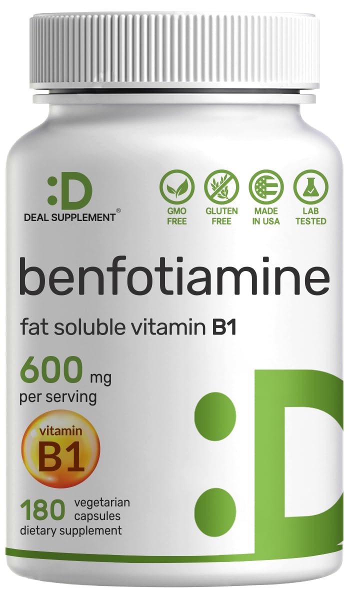 Benfotiamine 600mg per serving bottle