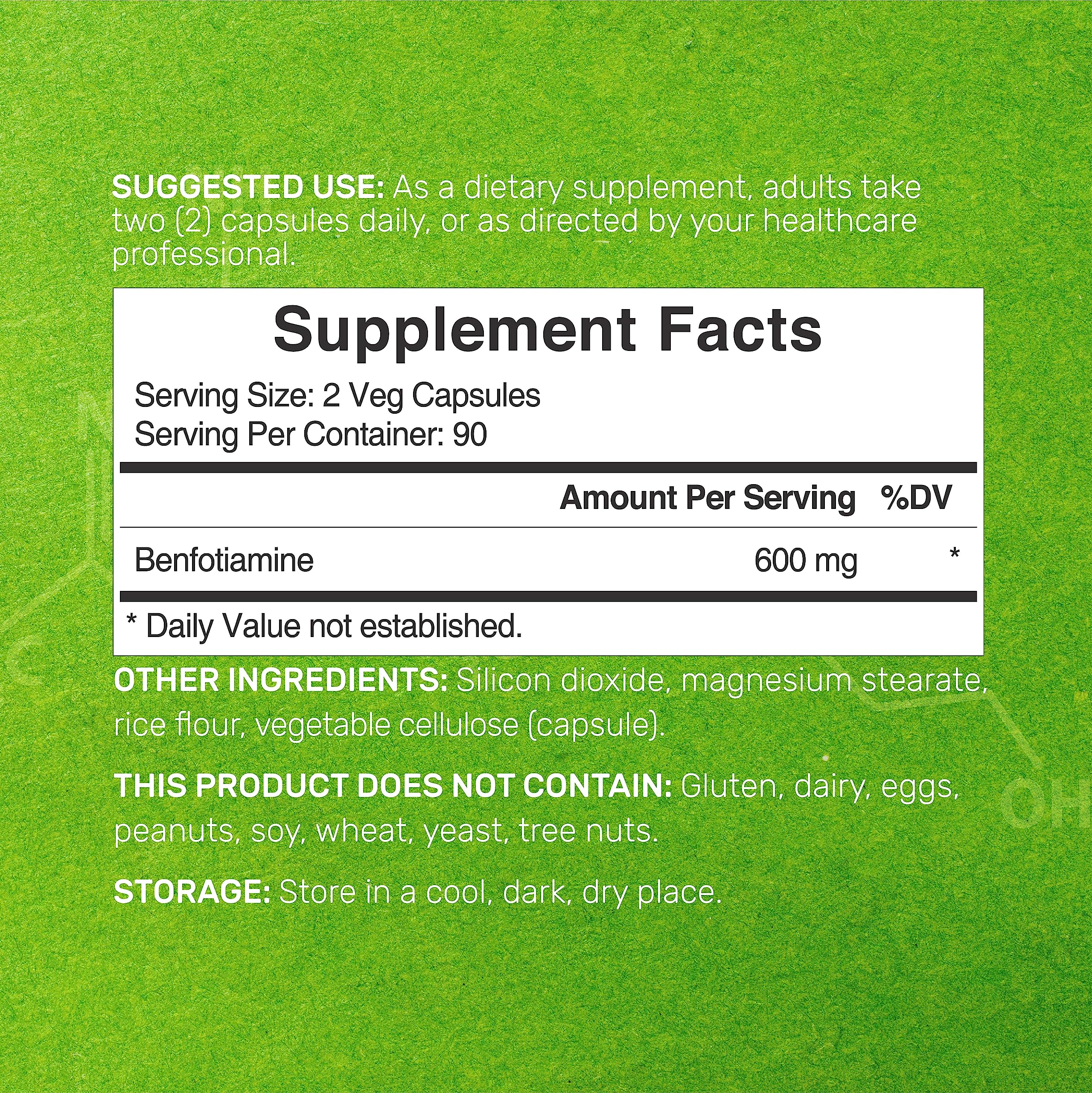 Close-up of benfotiamine veggie capsules