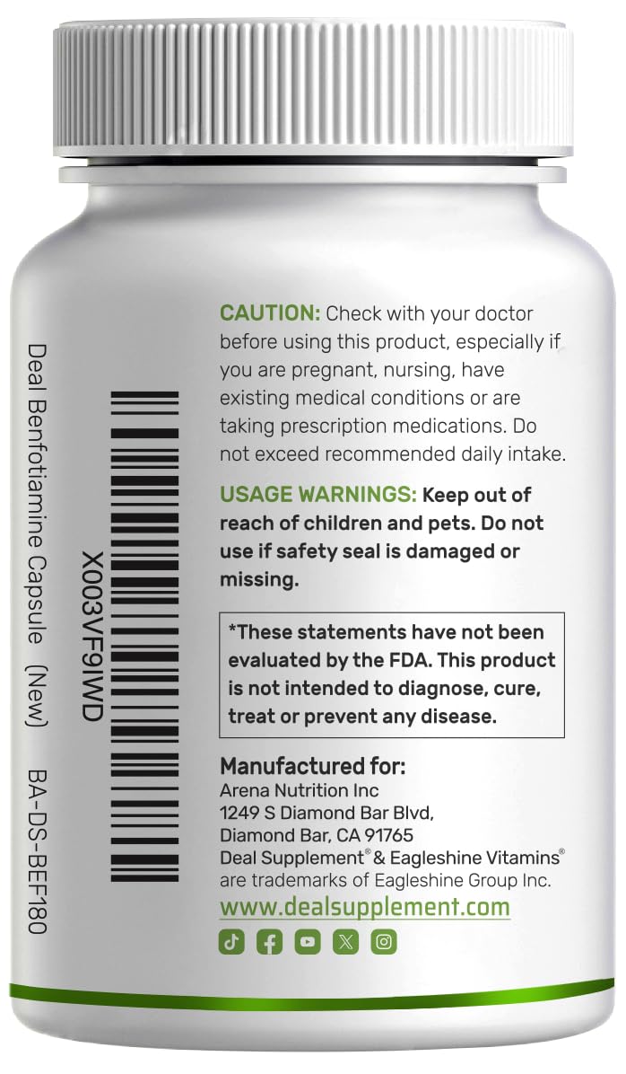 Benfotiamine packaging and bottle on white background