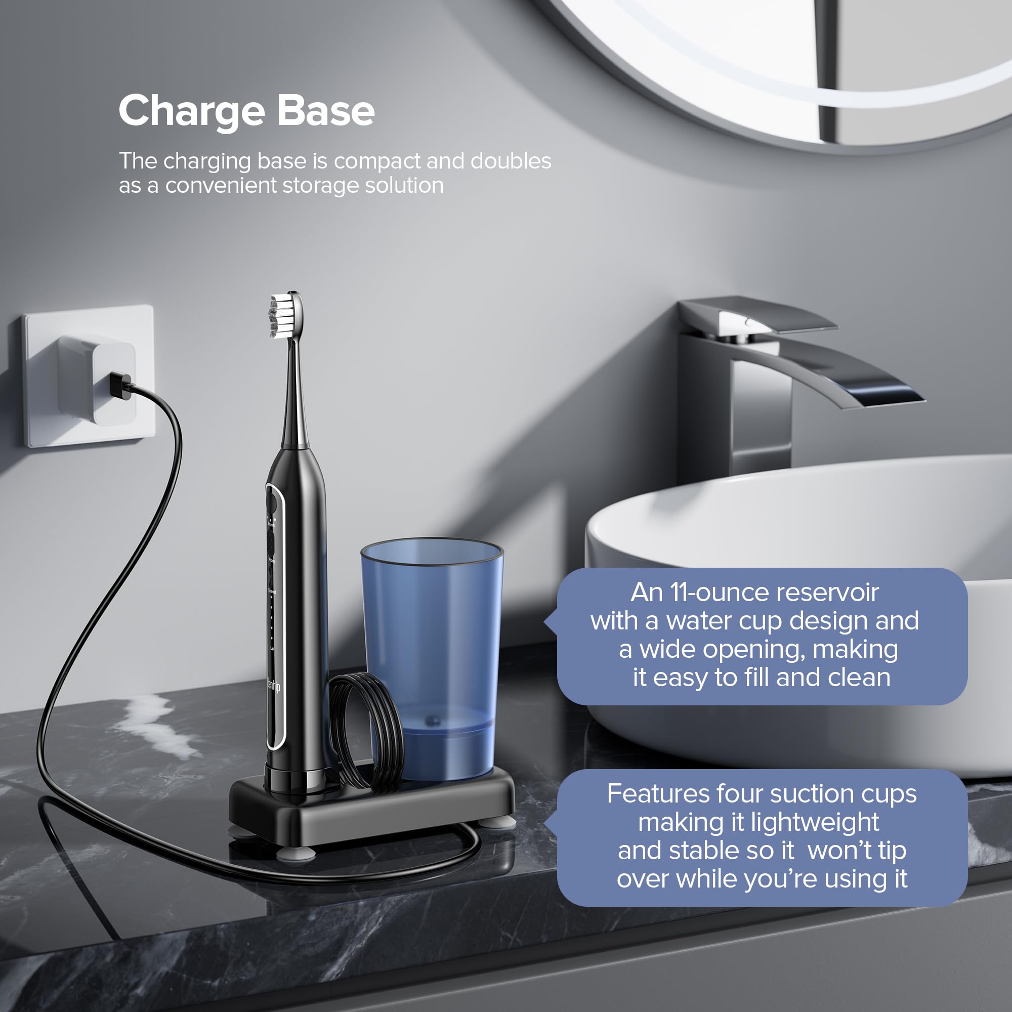 Fast charging base connected to device