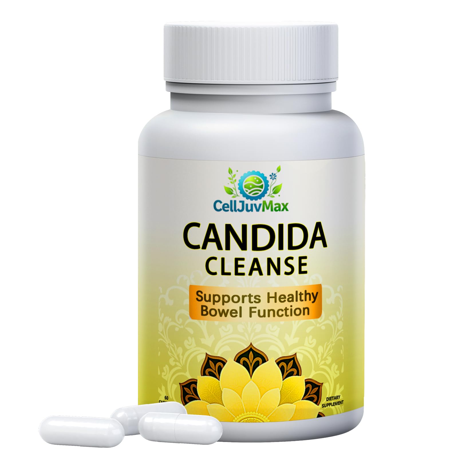 BENIX Candida Cleanse bottle closeup highlights herbal digestive support.
