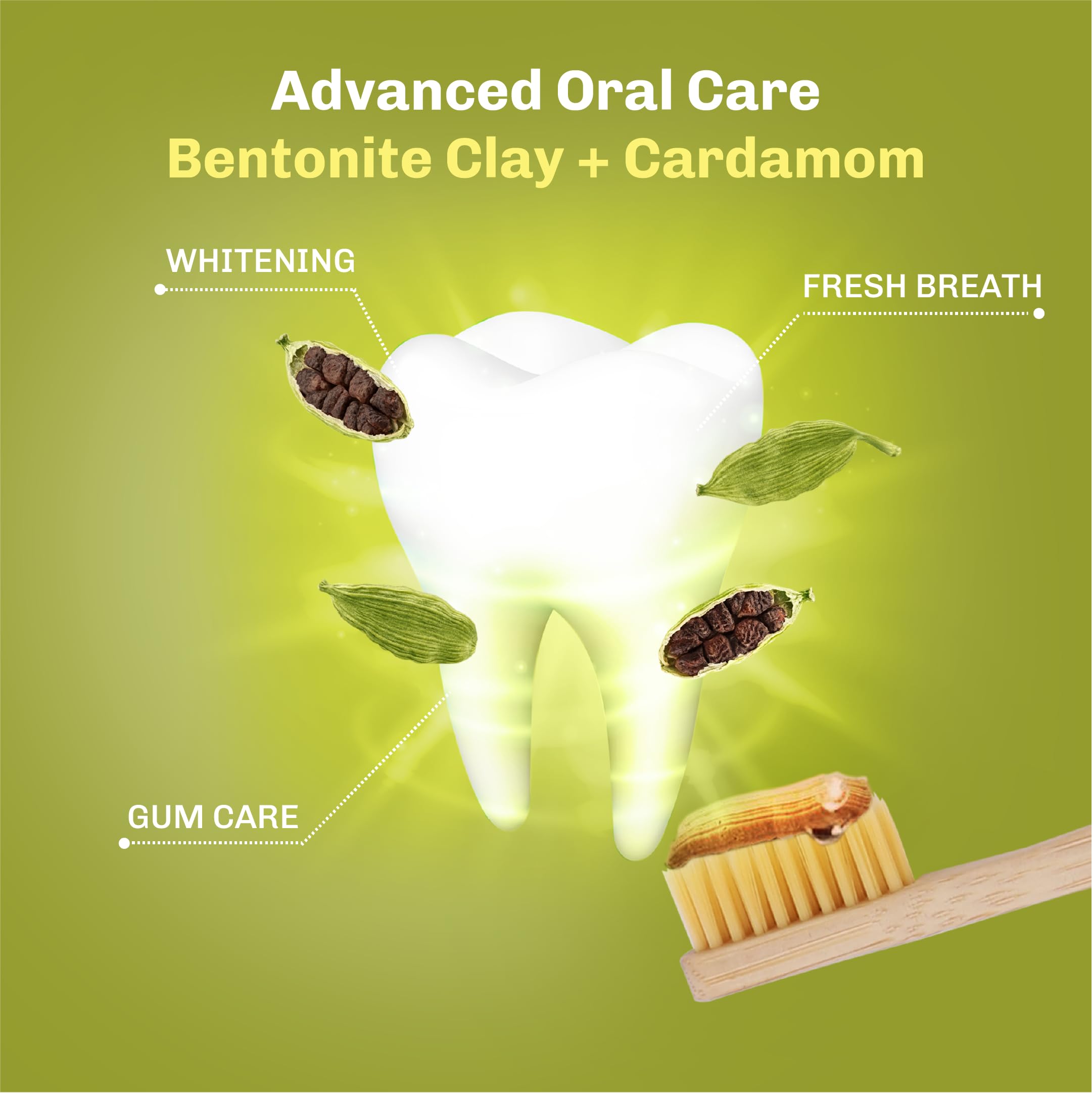 Toothbrush ready with Bentodent toothpaste on bristles