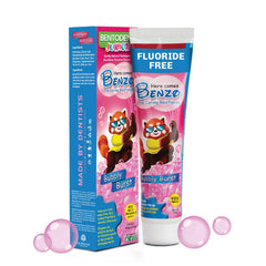 Front view of Bentodent Kids Bubble Gum toothpaste tube