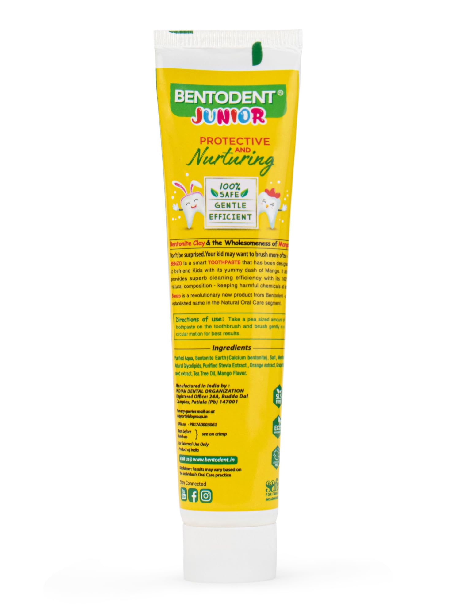 Daily brushing with Bentodent Fluoride Free Kids Toothpaste