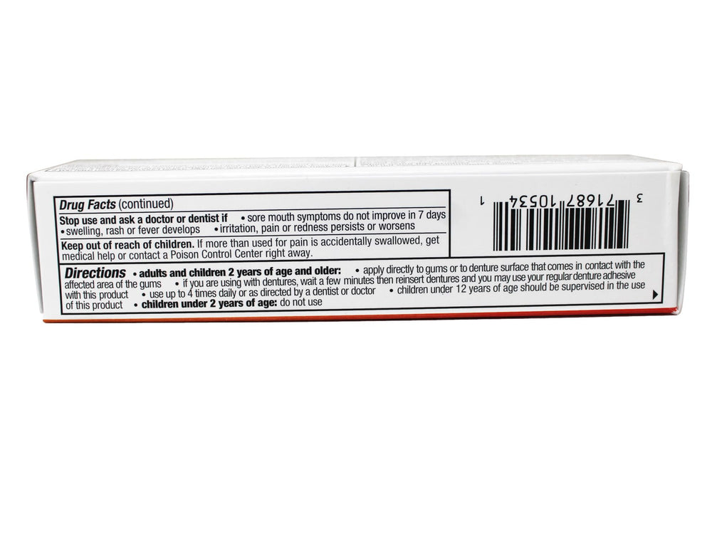 Braces with reduced irritation after Benzodent application