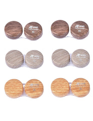 Bepisof 6Pack wood grain contact lens case – front view in multicolor set
