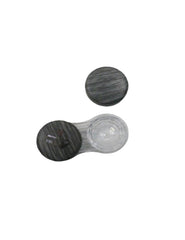 Six-piece wood grain contact lens case set for home or travel