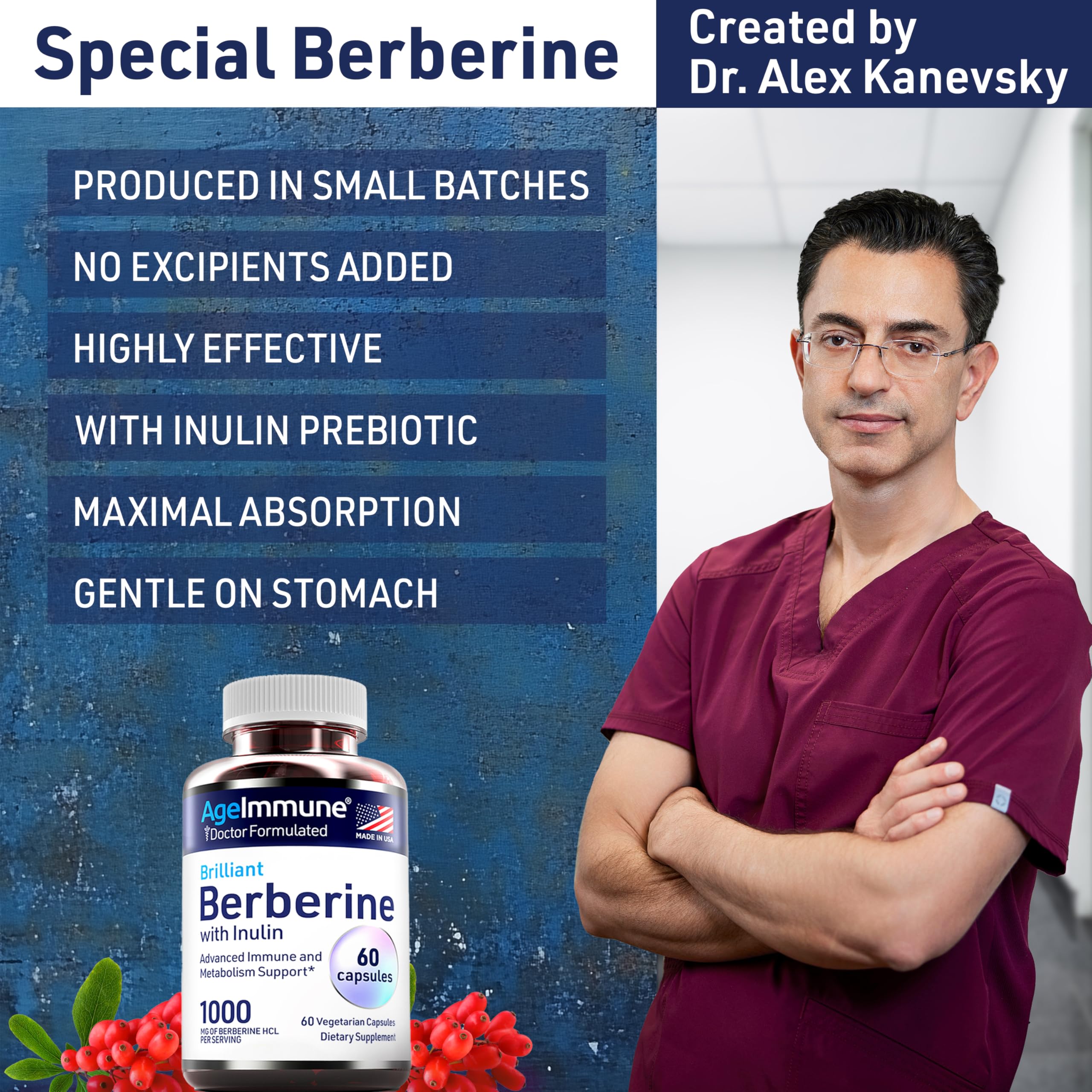Doctor-formulated AgeImmune Berberine formula label