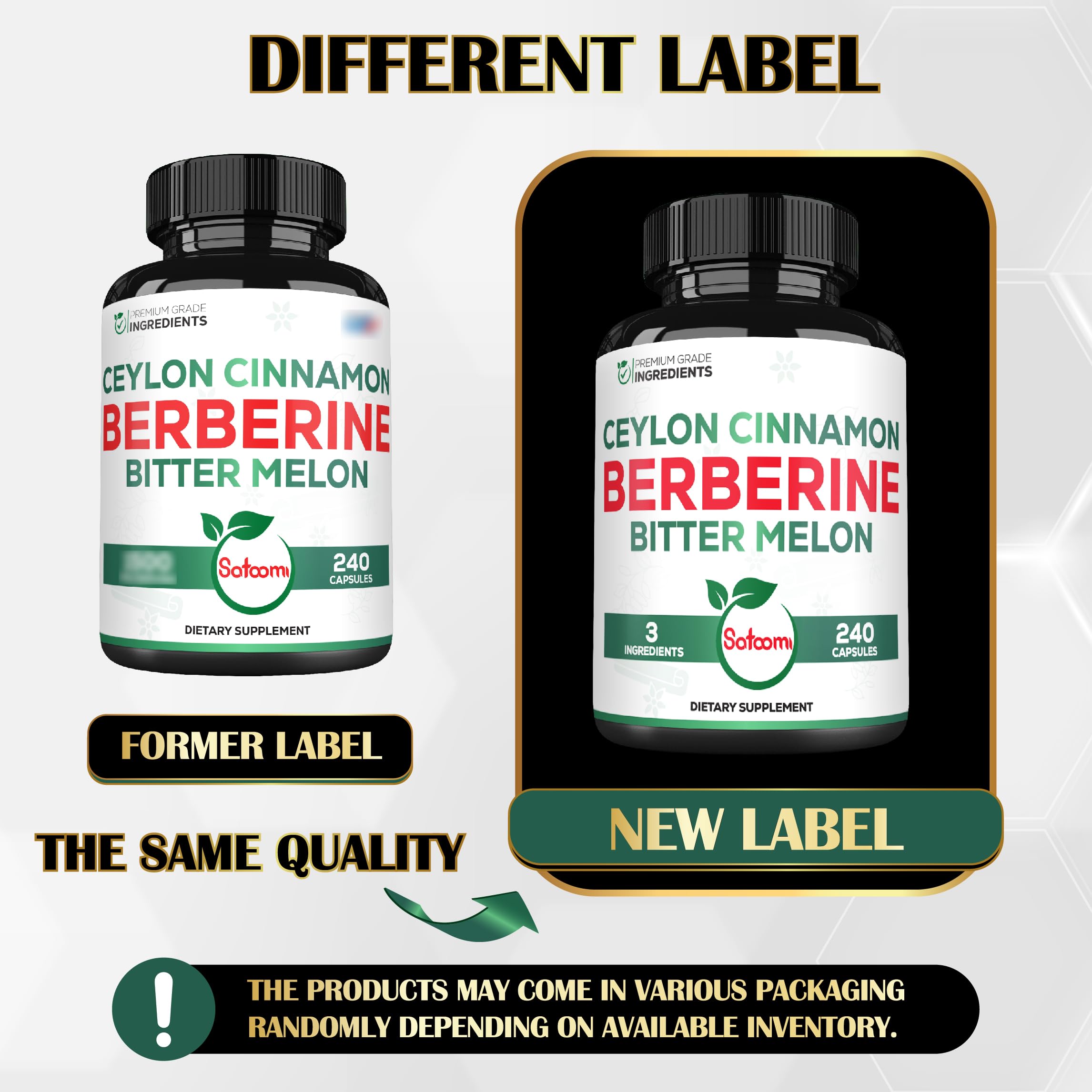 Glass bottle with vegan capsules packaging for Berberine