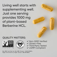 Close-up of Berberine 1000 mg per serving label