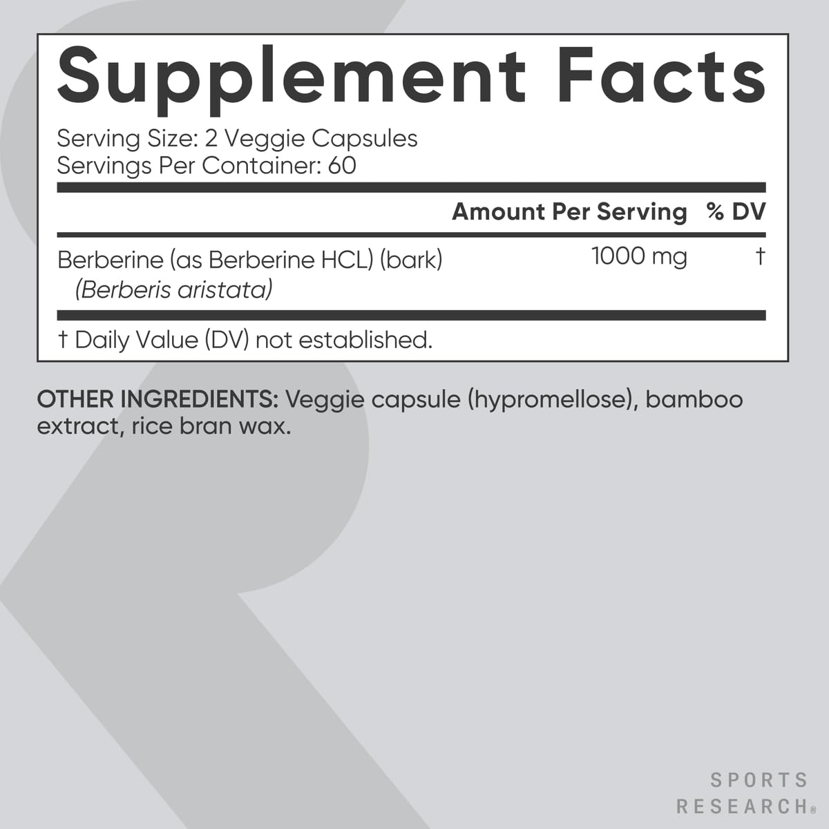 Non-GMO verification badge on Berberine bottle