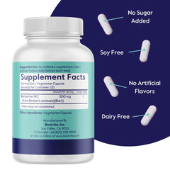 Close-up view of Berberine 500mg capsules