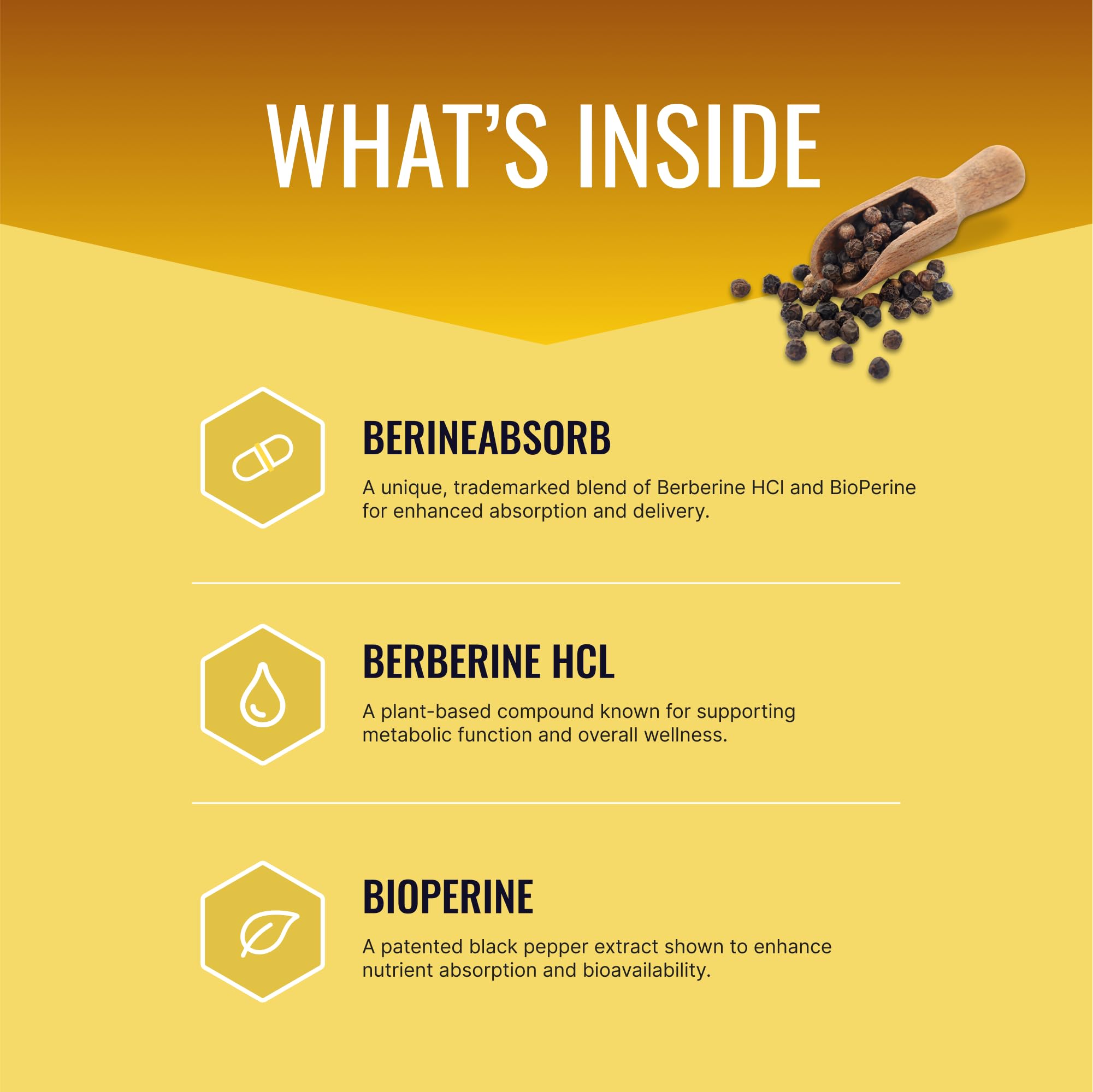 Nutrition label showing 1000 mg Berberine per capsule