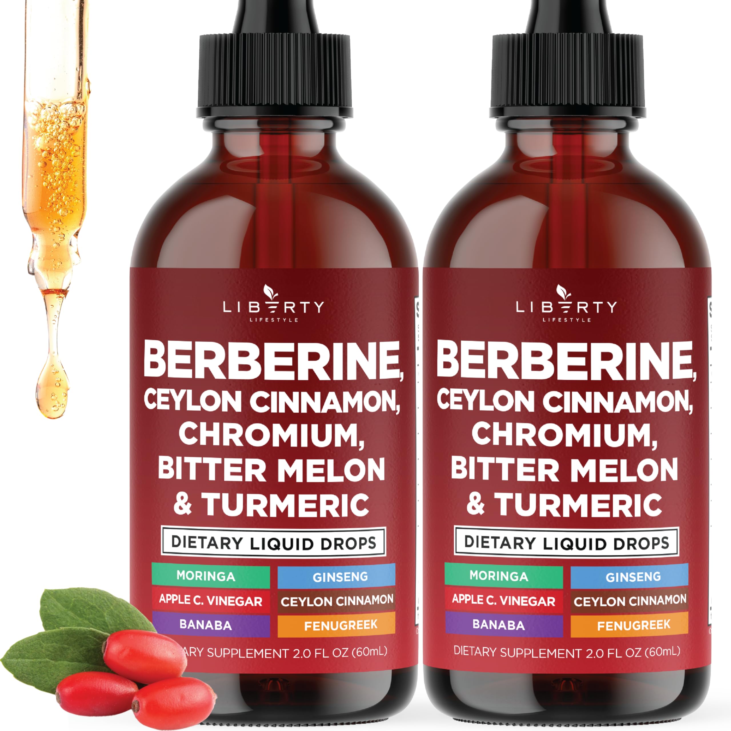 Berberine with Ceylon Cinnamon liquid drops bottle, 4 oz