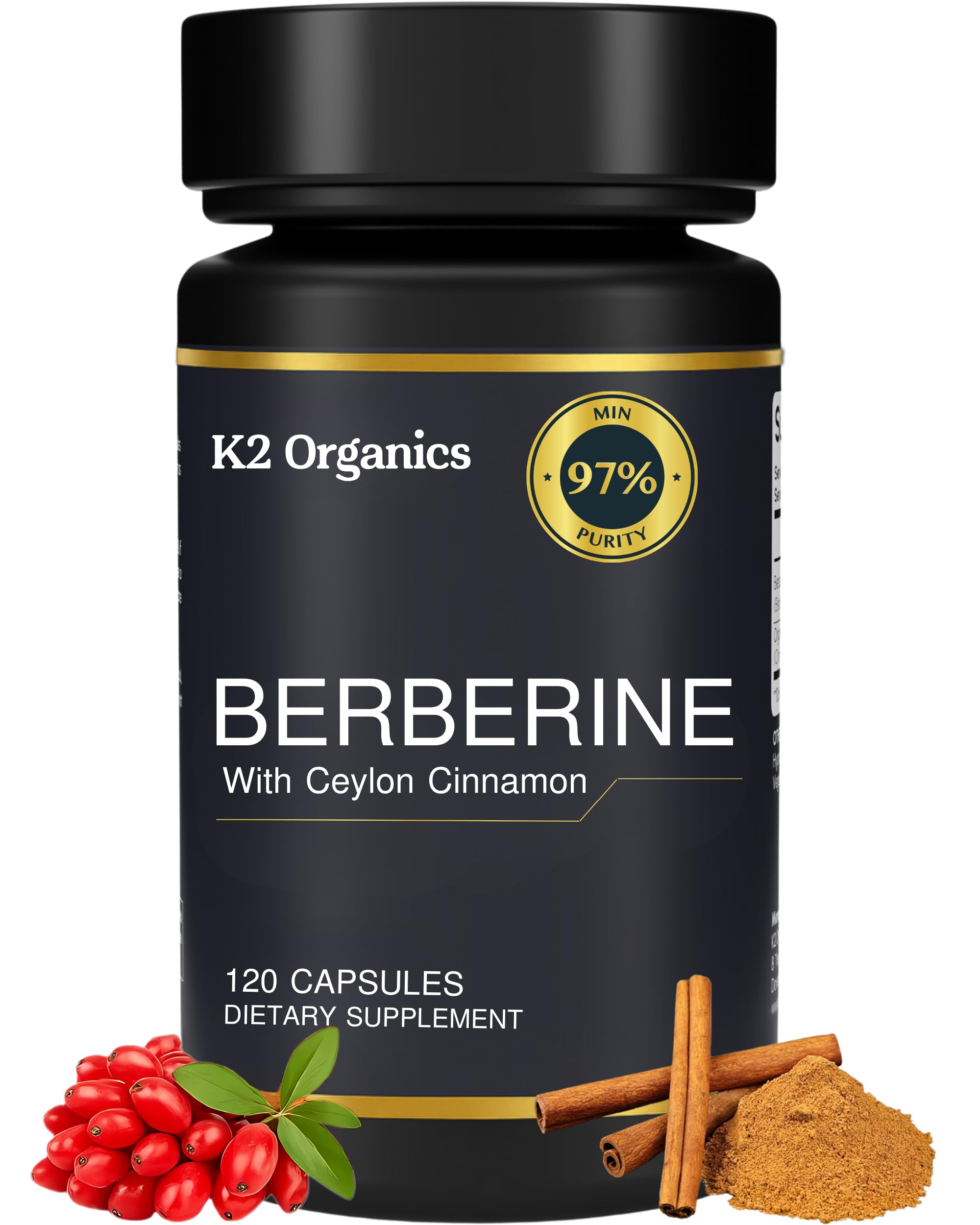 Front view of Berberine with Ceylon Cinnamon 1200mg bottle