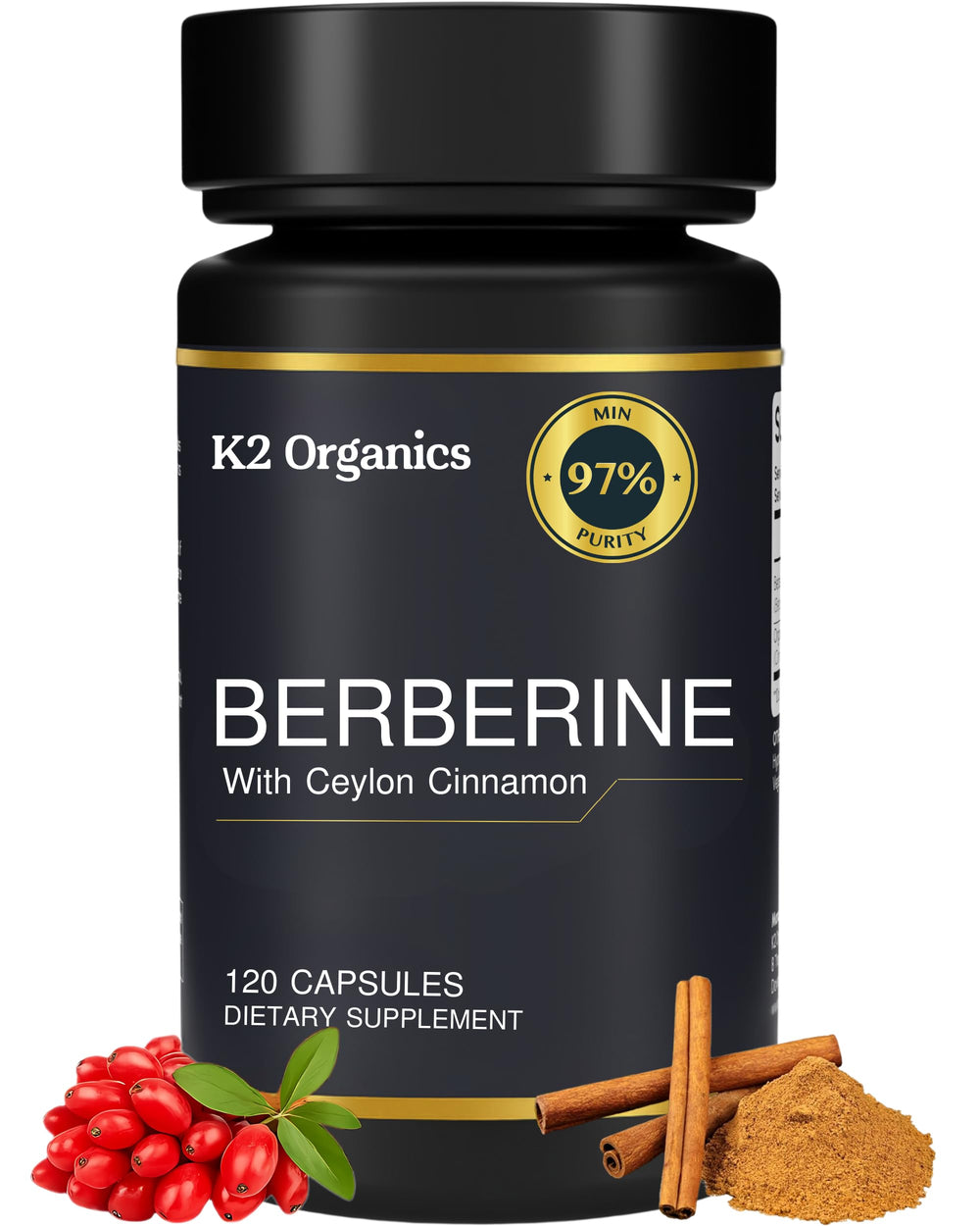 Front view of Berberine with Ceylon Cinnamon 1200mg bottle