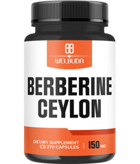 Hero image showing the 1000mg Berberine with 500mg Ceylon Cinnamon bottle and 270 capsules