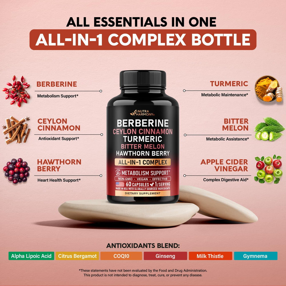 Premium Berberine supplement bottle on white background