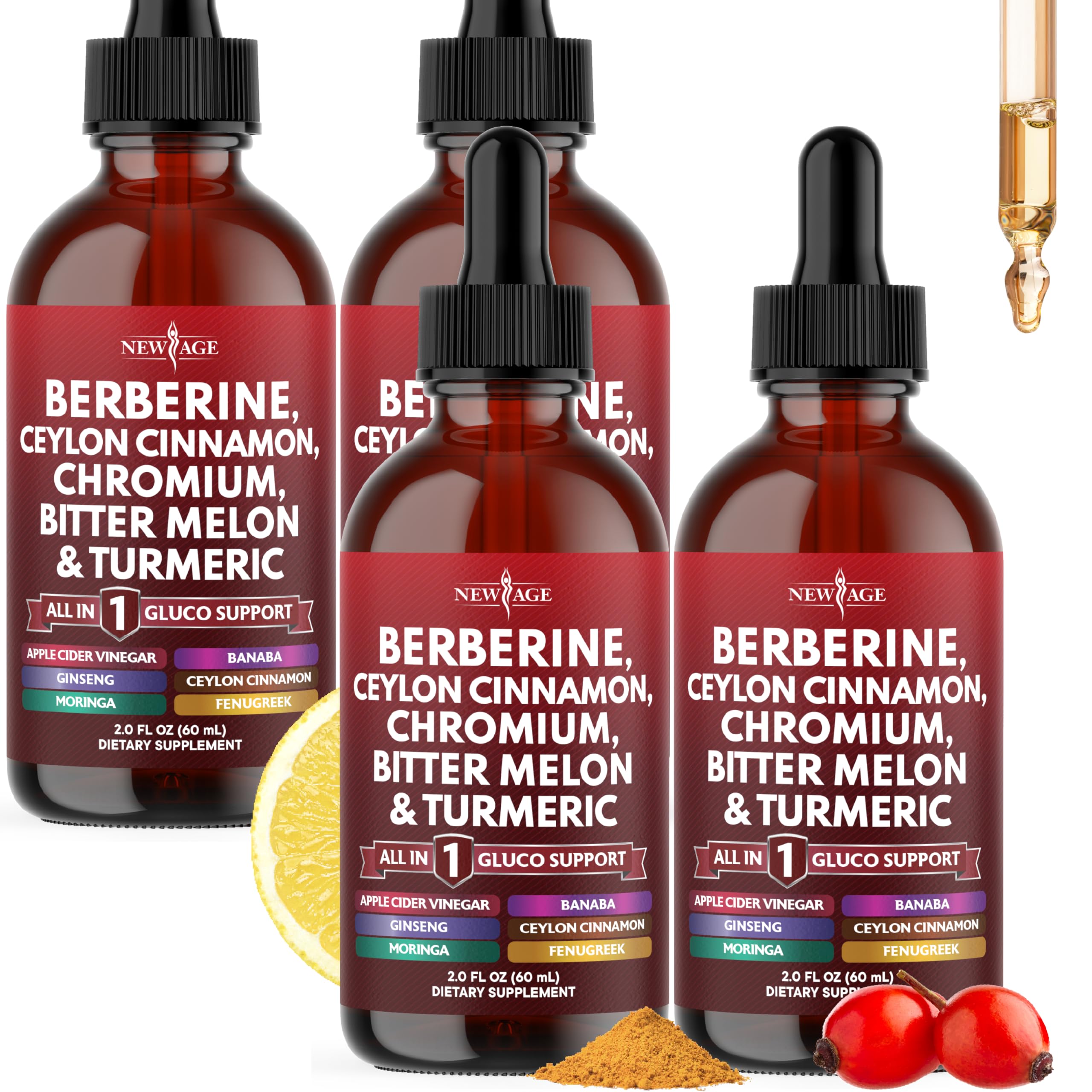 Berberine with Ceylon Cinnamon Liquid Drops in 8 oz bottle