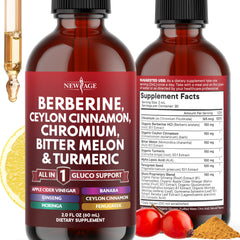 Bottle and dropper of Berberine with Ceylon Cinnamon Liquid Drops 2 oz
