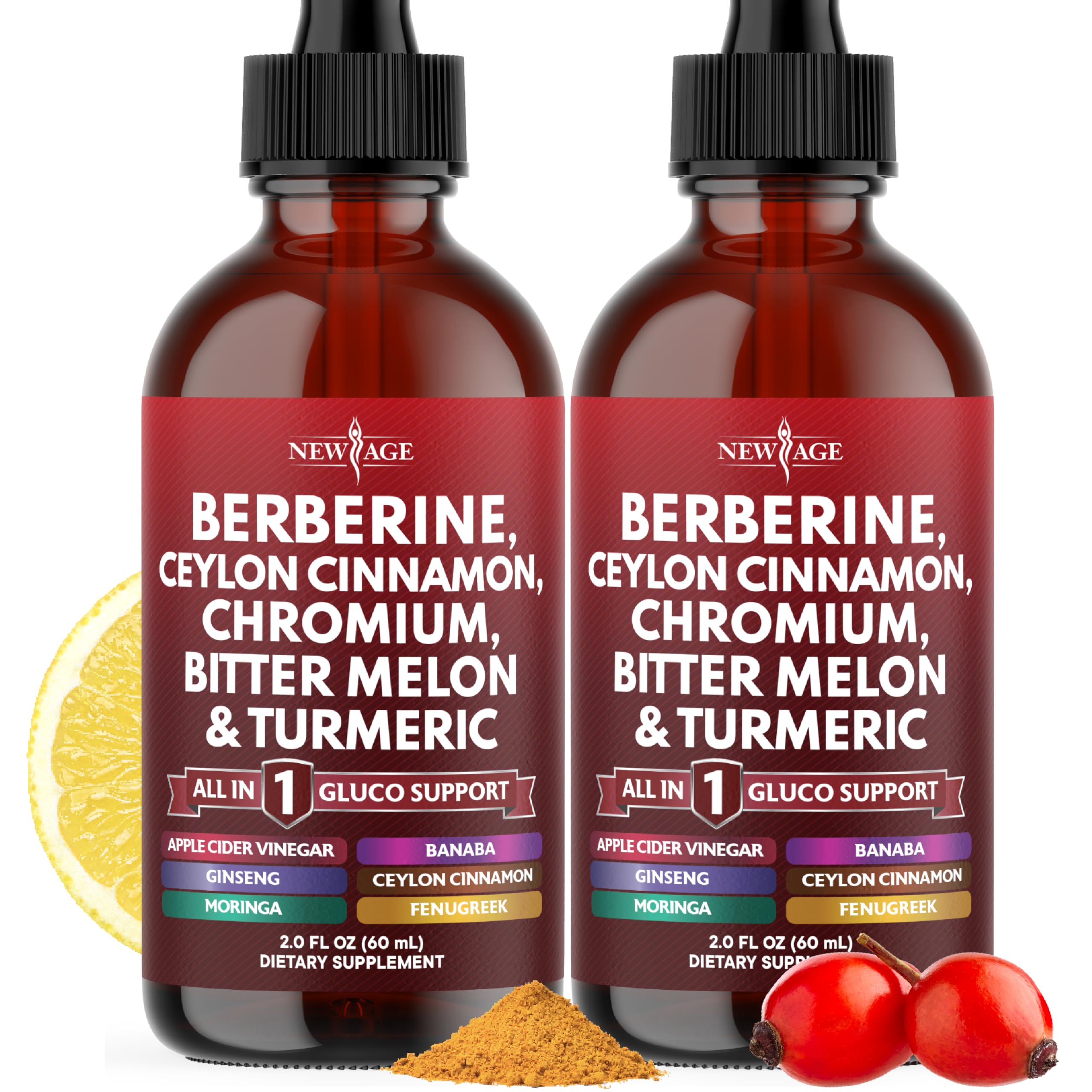 Berberine with Ceylon Cinnamon Liquid Drops bottle, 4 oz
