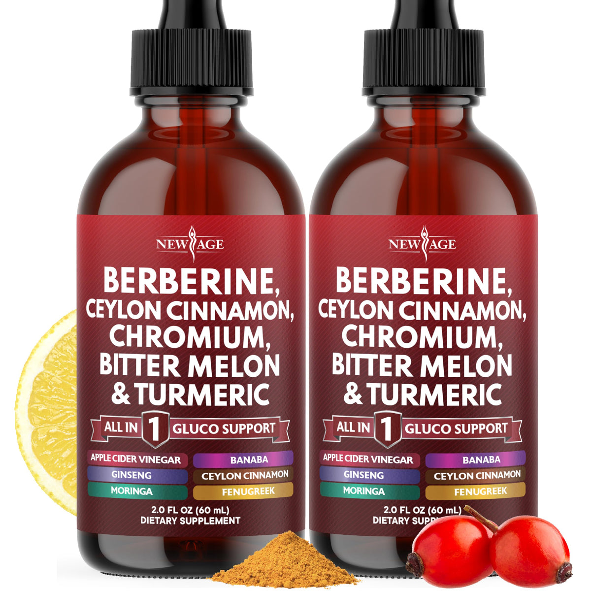 Berberine with Ceylon Cinnamon Liquid Drops bottle, 4 oz