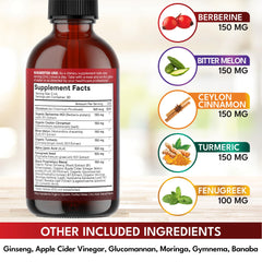 Ingredients panel for Berberine Cinnamon Liquid Drops