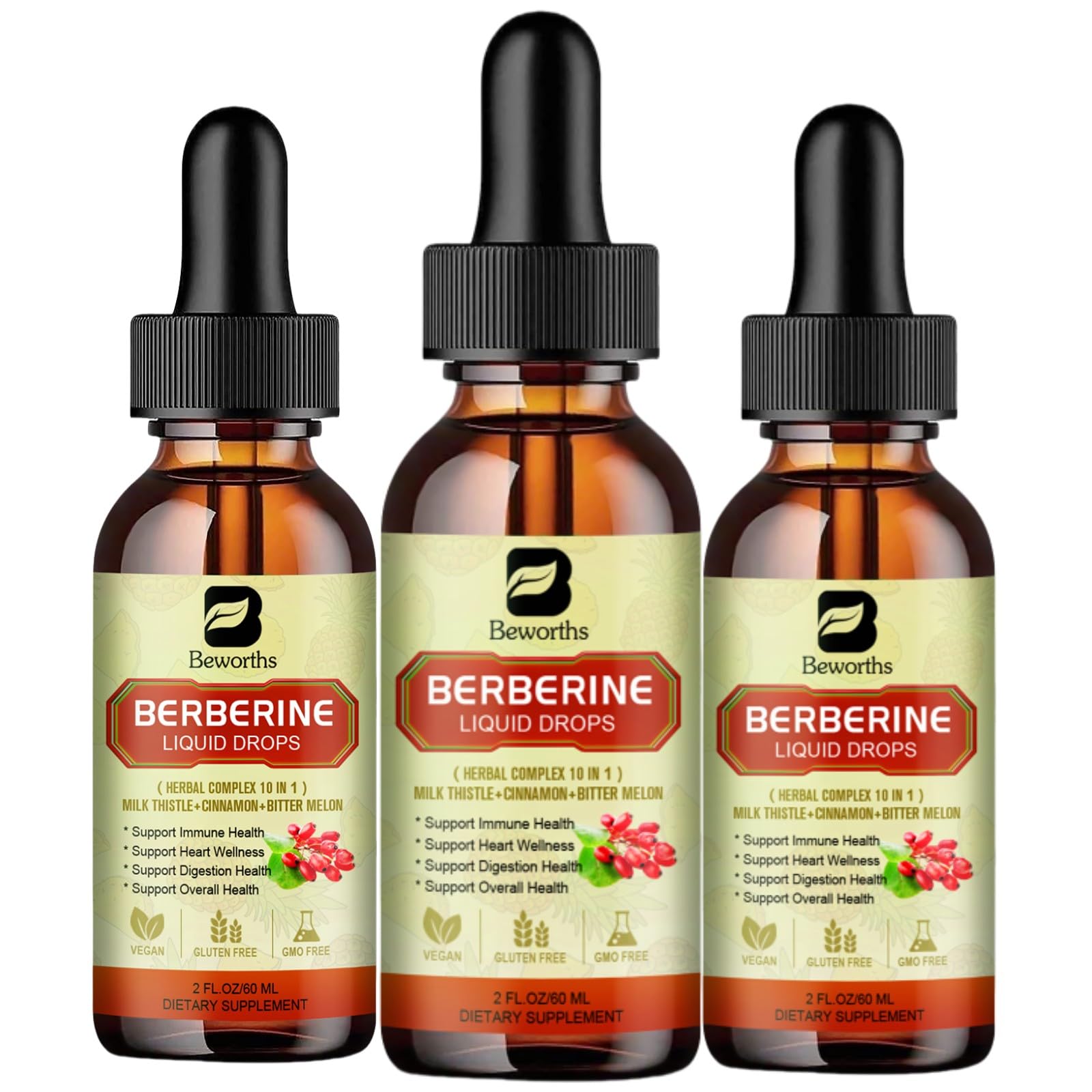 Hero image of 3PC Berberine supplement with Ceylon cinnamon