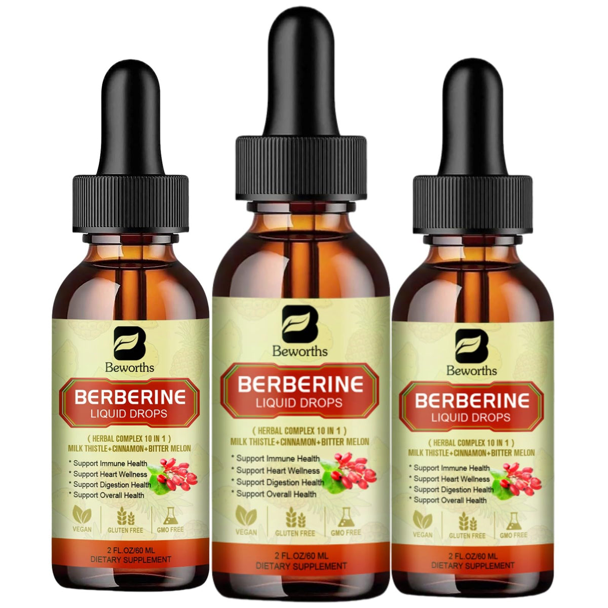 Hero image of 3PC Berberine supplement with Ceylon cinnamon