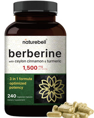 Main product shot of Berberine 1500mg with Cinnamon and Turmeric Capsule bottle