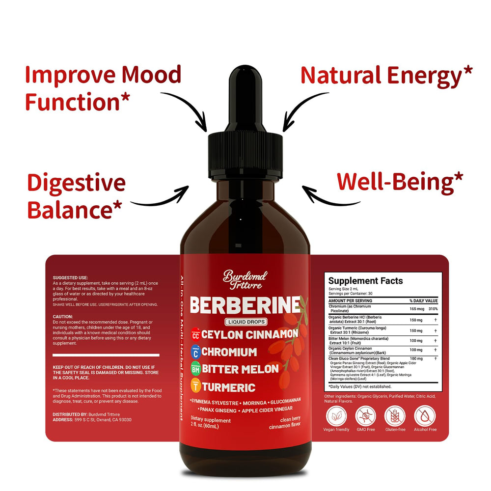 Dropper bottle showing 4 oz size of Berberine Drops