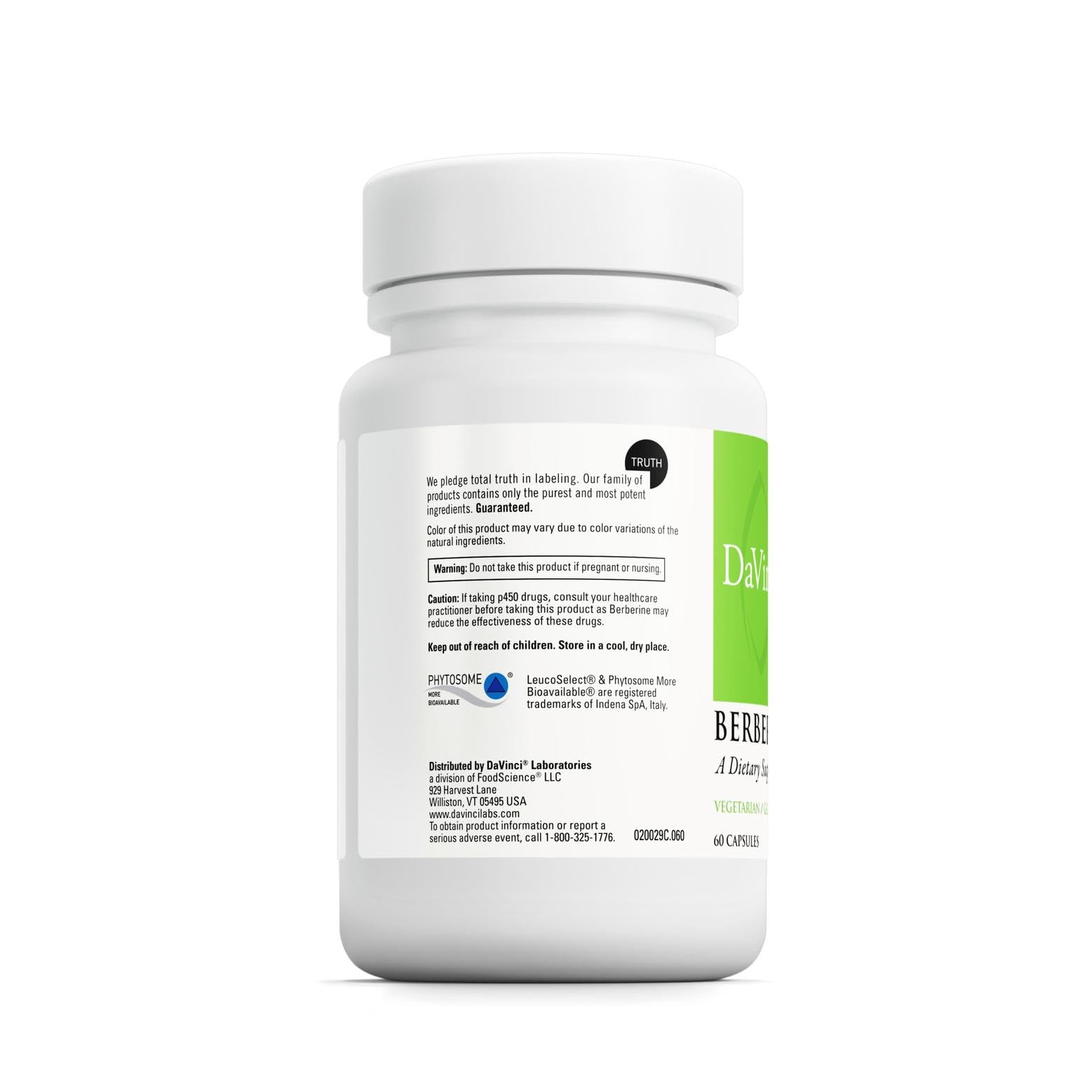 Ingredients panel highlighting LeucoSelect Phytosome and R-alpha Lipoic Acid