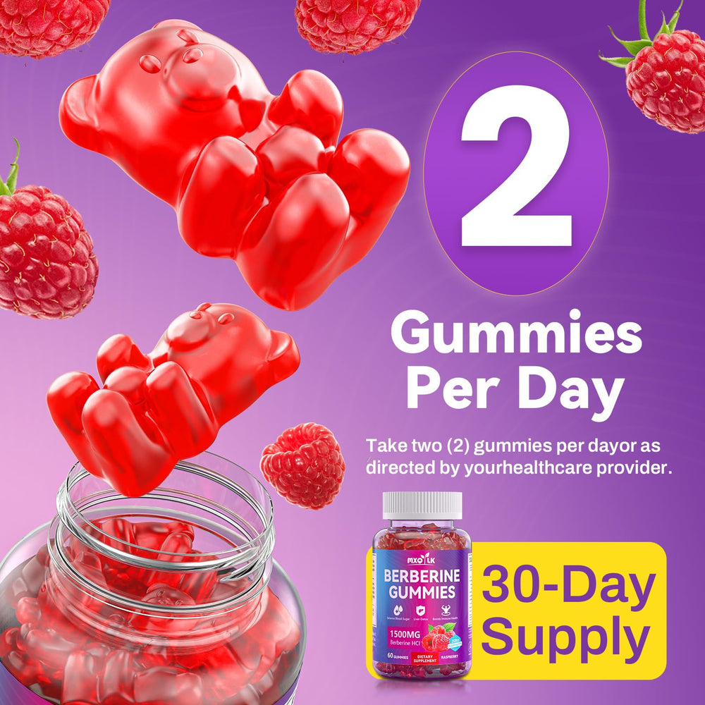 Raspberry-flavored Berberine Gummies 1500mg