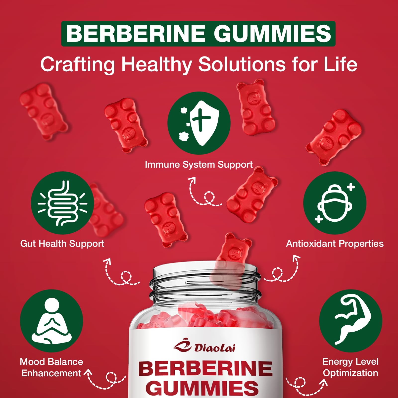 Ingredients label for Berberine Gummies 2000mg Raspberry