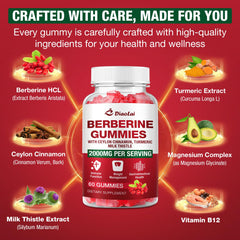 Nutrition facts for Berberine Gummies 2000mg Raspberry