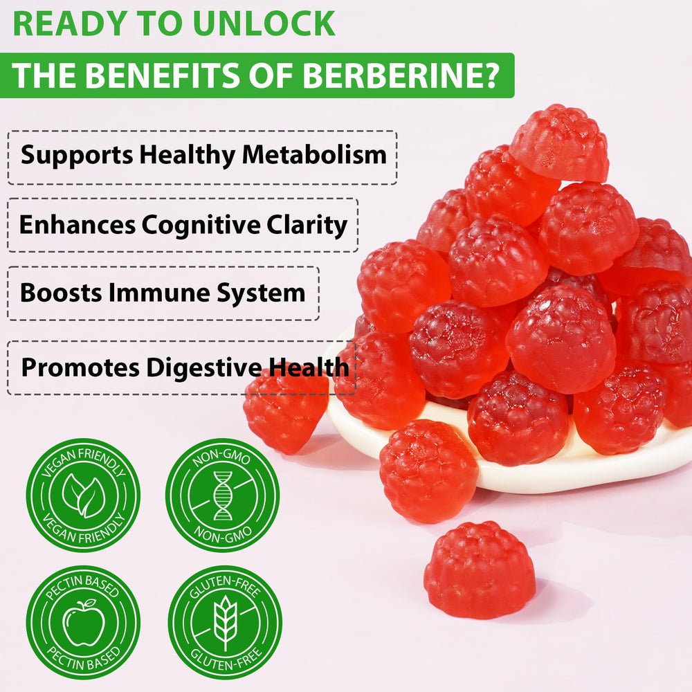 Sugar-free vegan berry-flavored Berberine Gummies