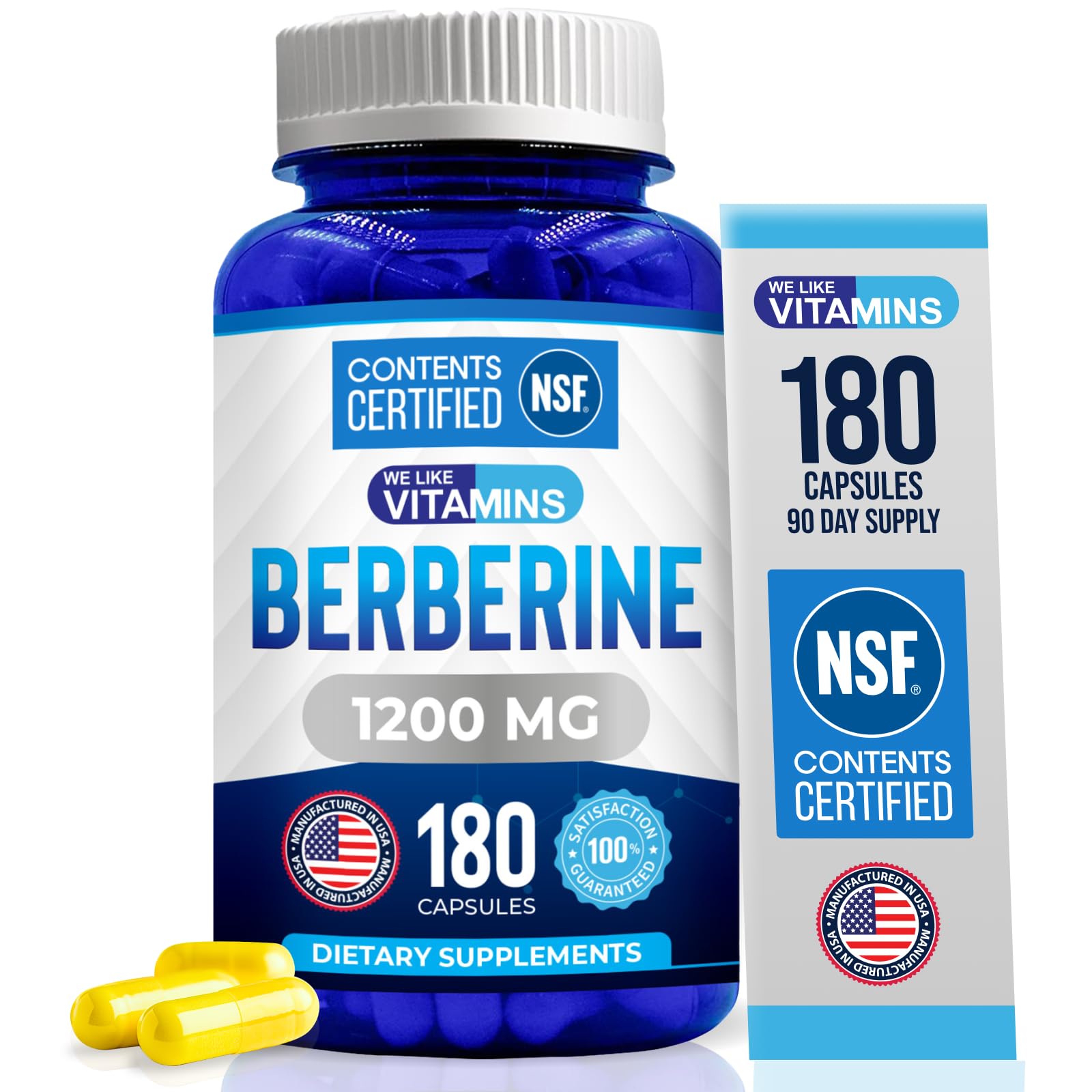 Berberine HCL 1200mg 180 capsules label