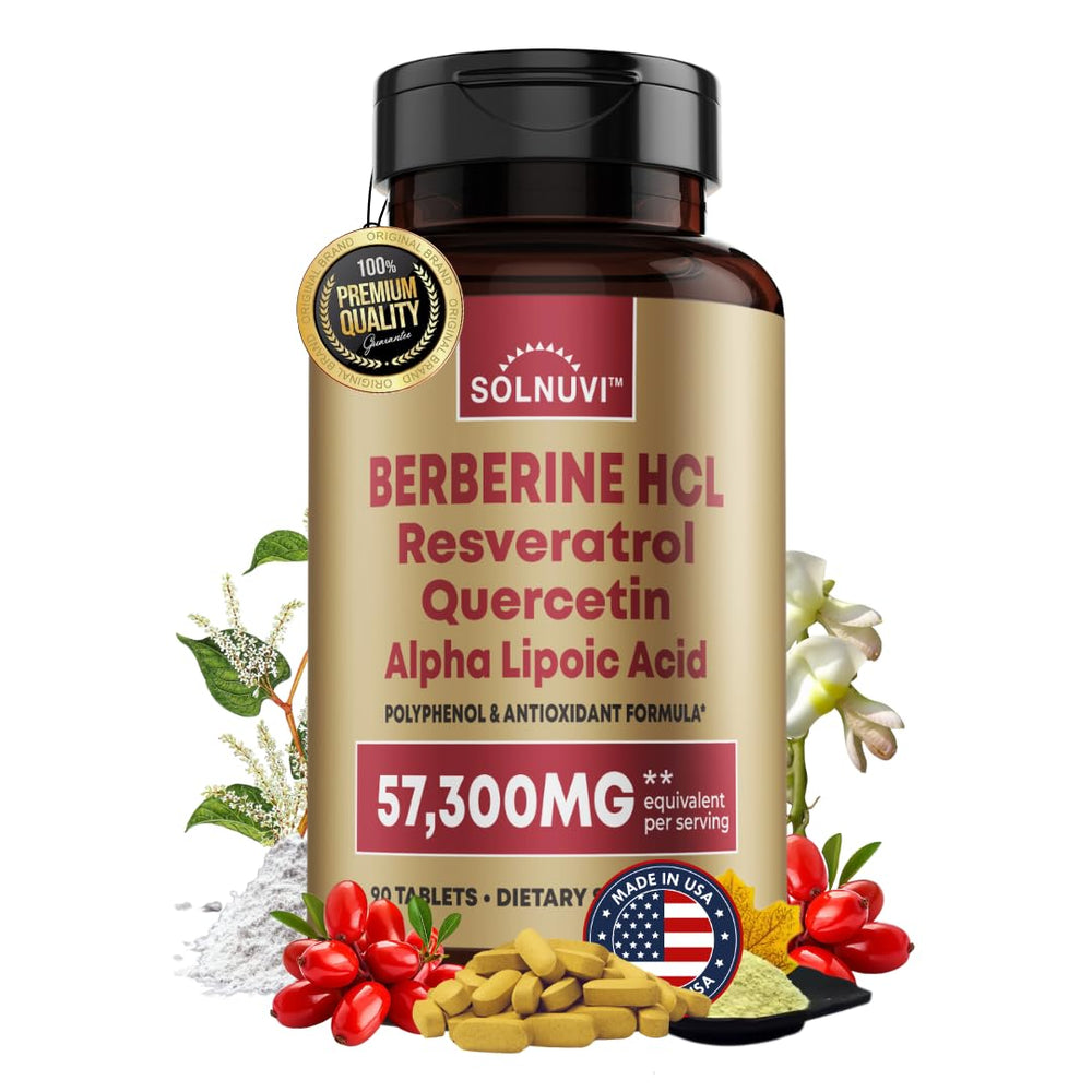 Berberine HCl 50:1 extract with resveratrol and quercetin tablets – 90 vegan tablets