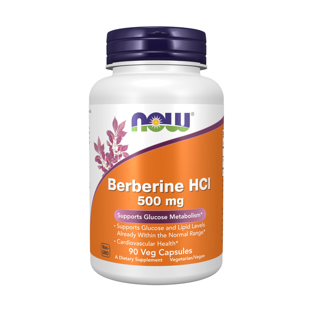 NOW Berberine HCL 500 mg bottle – front view