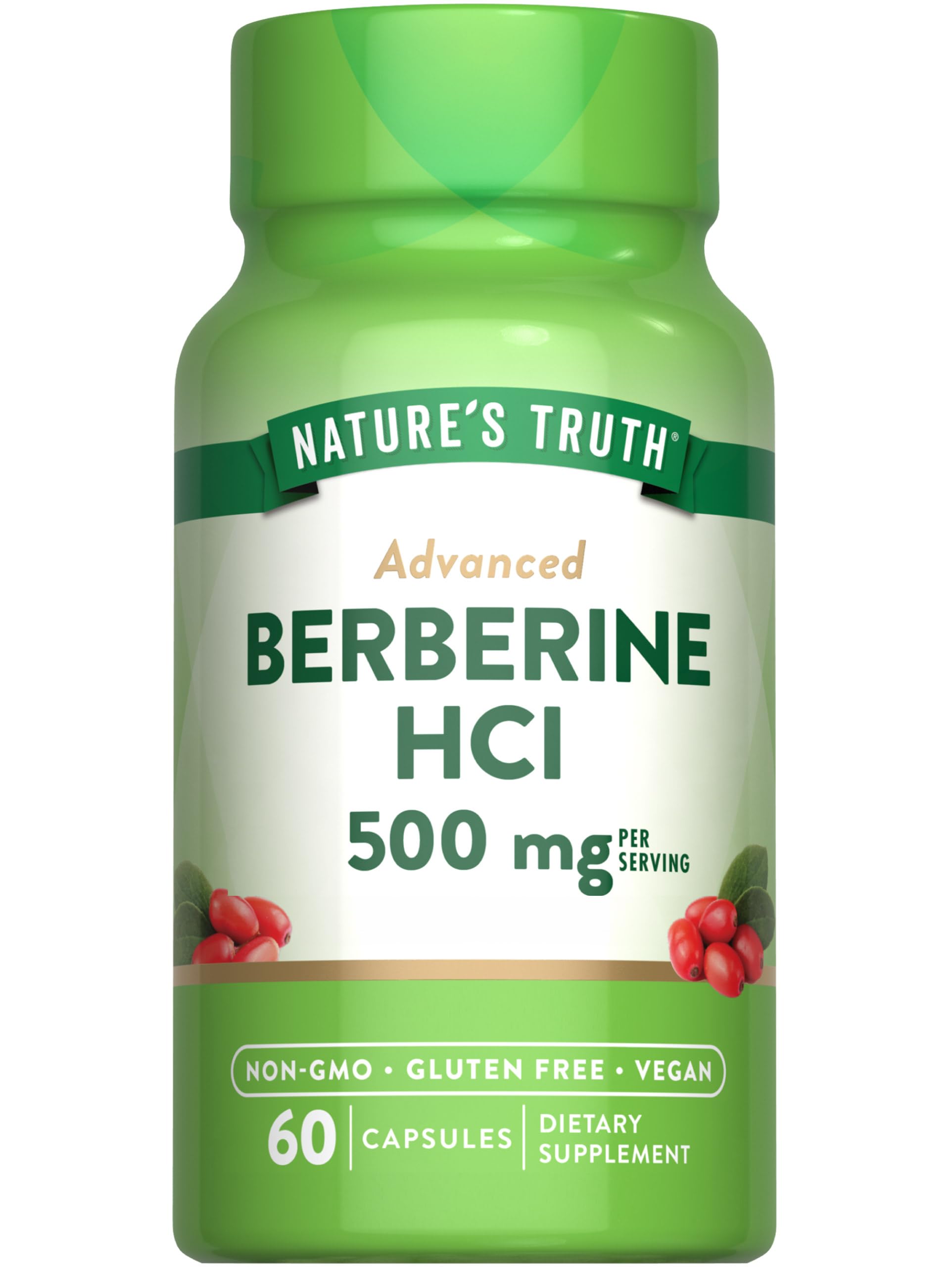 Nature's Truth Berberine HCl 500mg bottle with 60 vegan capsules