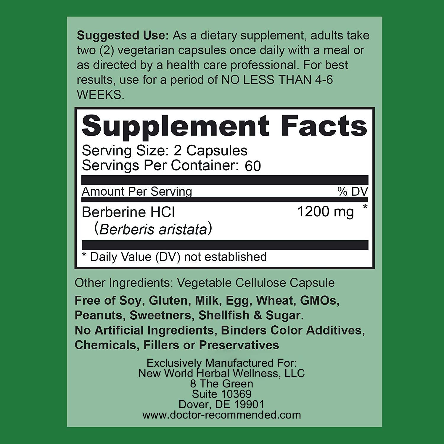 Berberine HCl from Berberis Aristata 1200mg