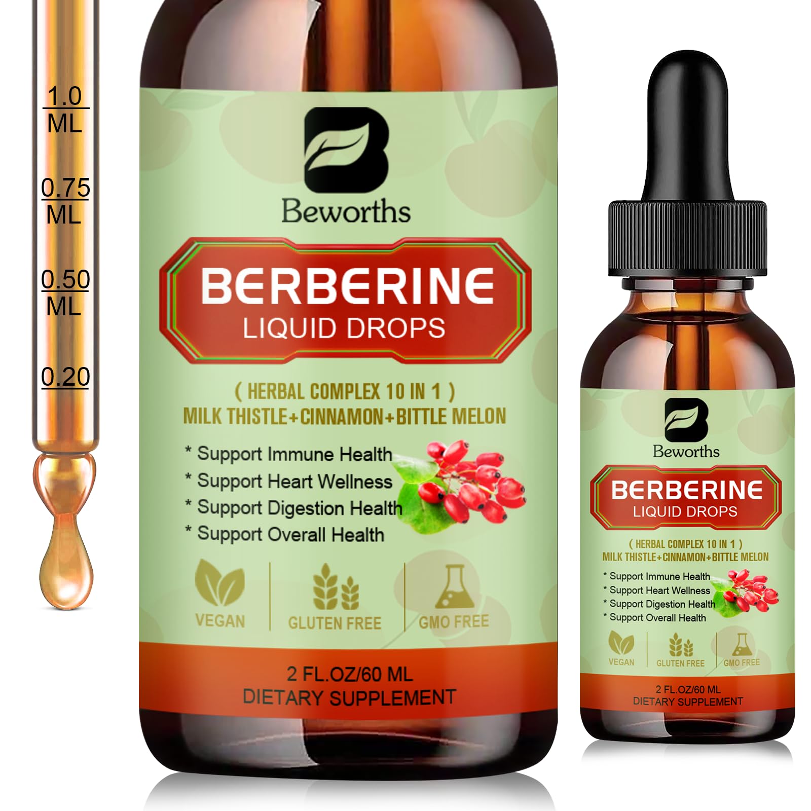 B BEWORTHS Berberine HCL liquid drops bottle