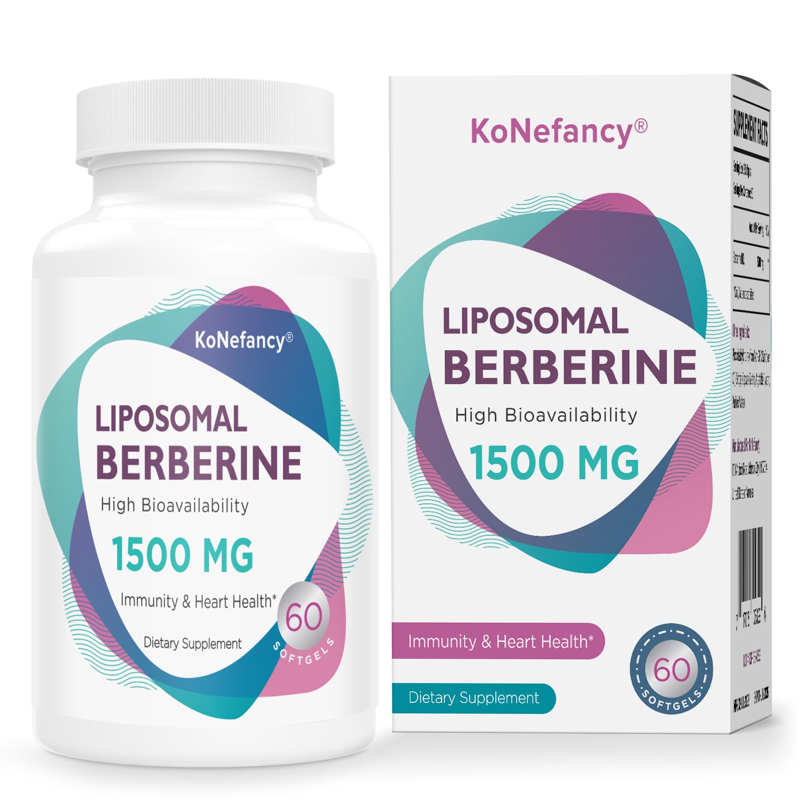 Front view of KoNefancy Berberine HCL Liposomal 1500mg bottle
