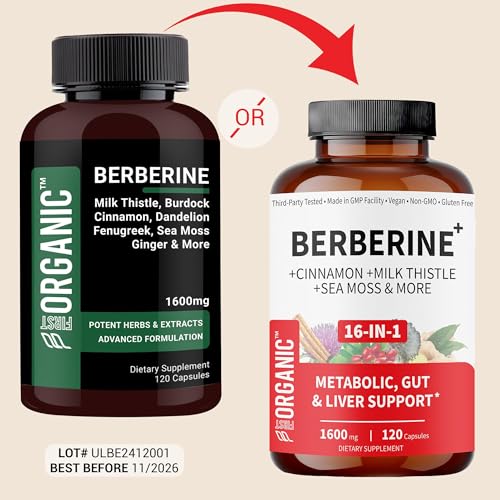 Close-up view of Berberine HCL Metabolic Guard+ capsules in bottle