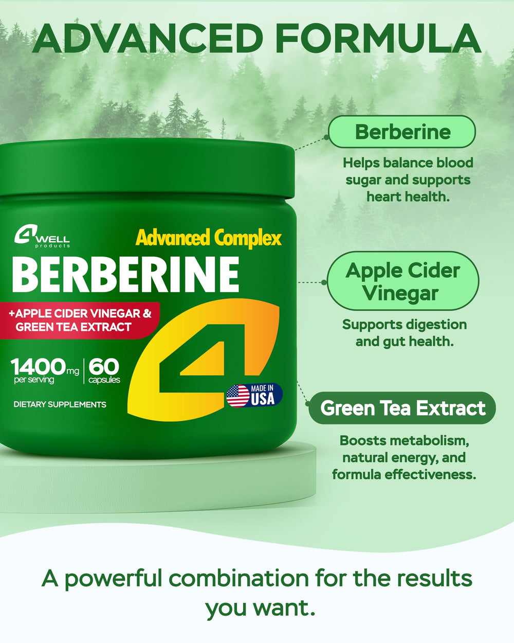 Back label showing ingredients and dosage for Berberine HCL supplement