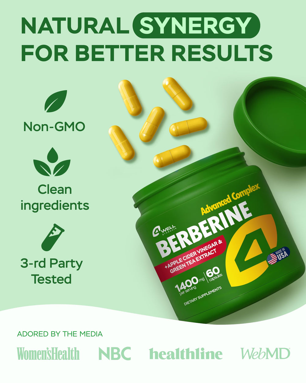 Packaging box and bottle of Berberine HCL supplement