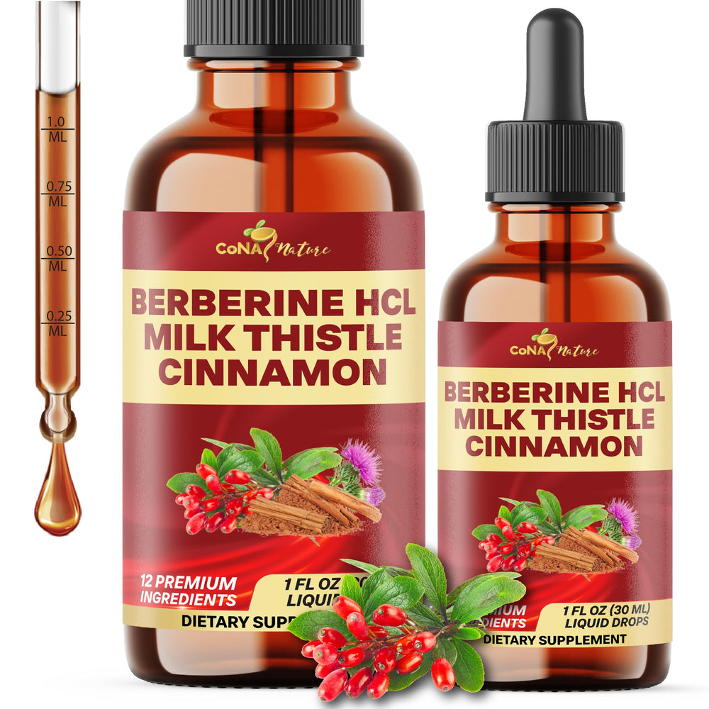 Bottle of 12in1 Berberine Liquid Drops with dropper