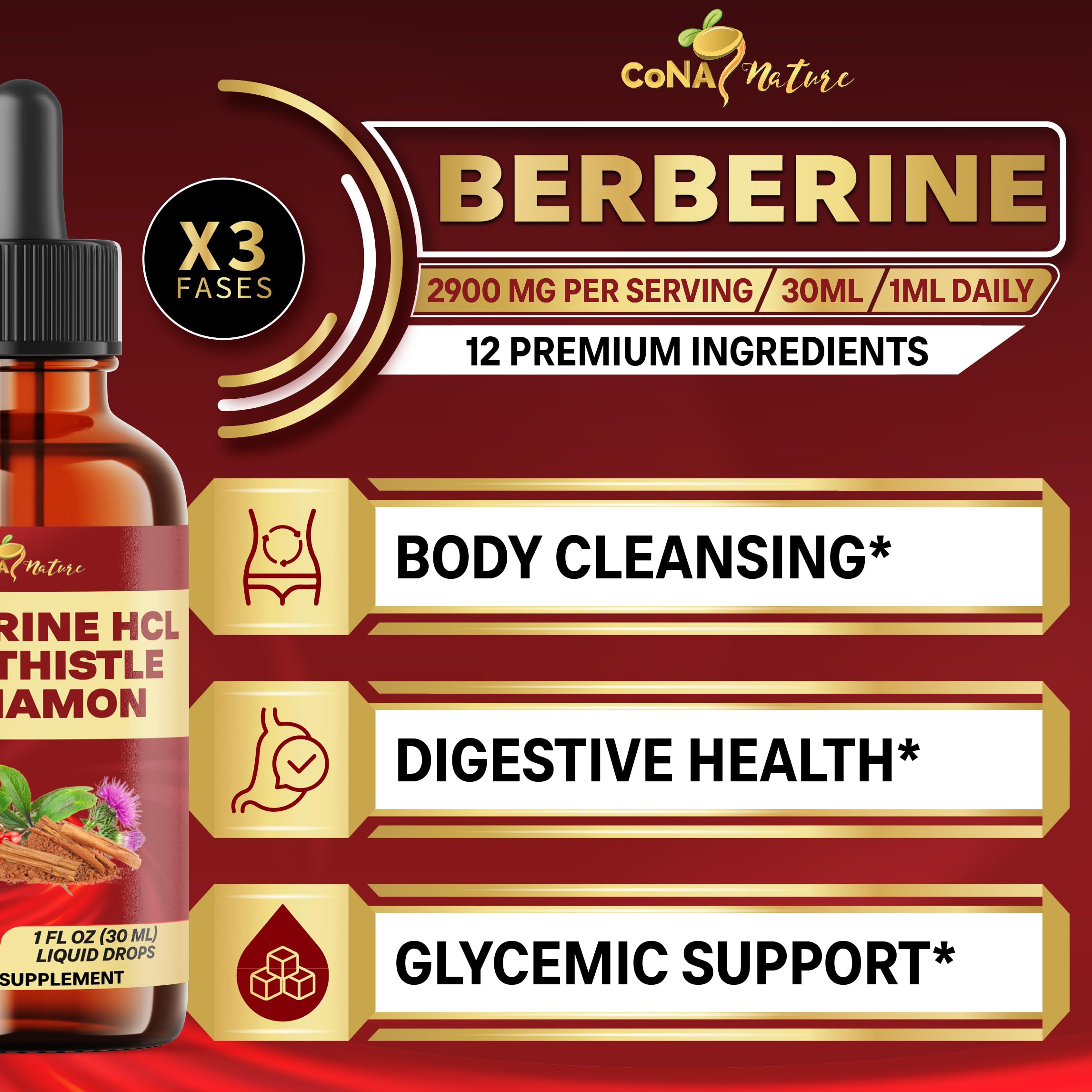 Label on bottle highlighting 12in1 formula