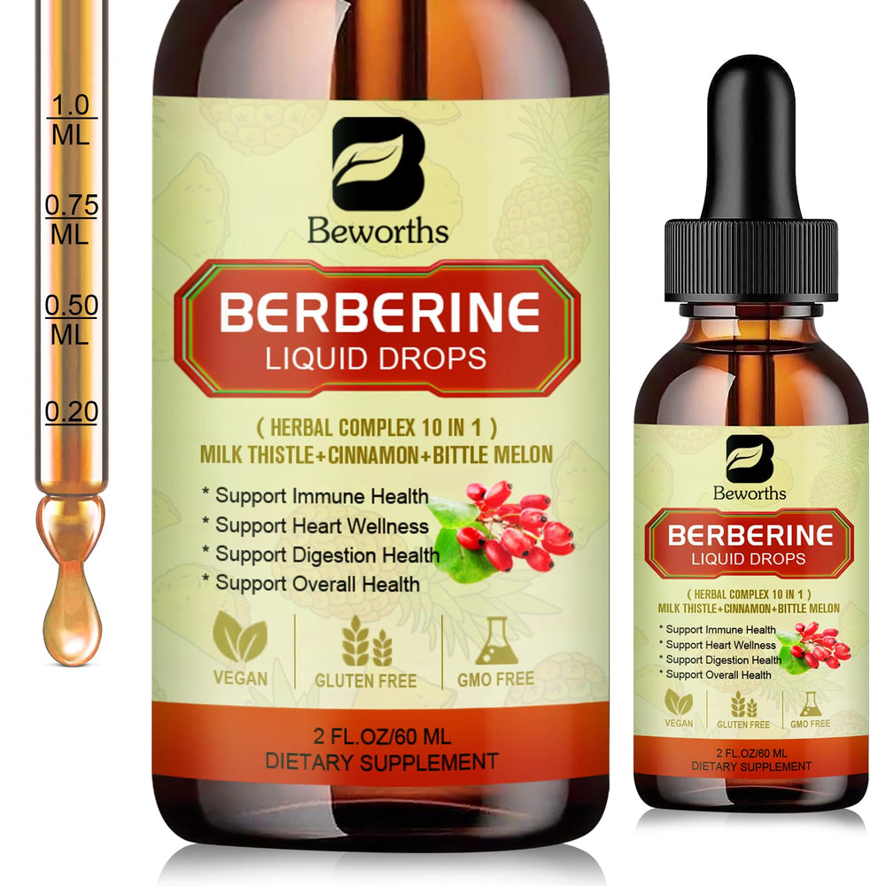 Berberine liquid drops with cinnamon and turmeric for digestion and immune support