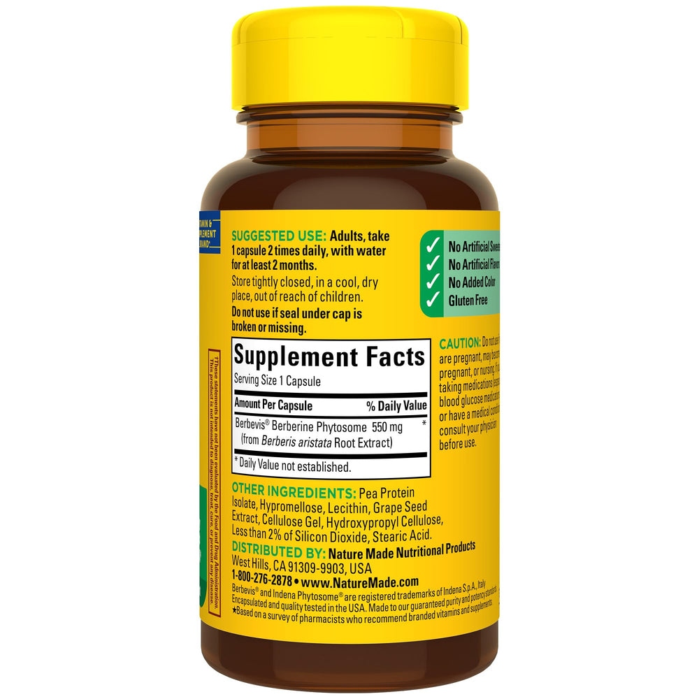 Front packaging view of Nature Made Berberine Phytosome 60-count